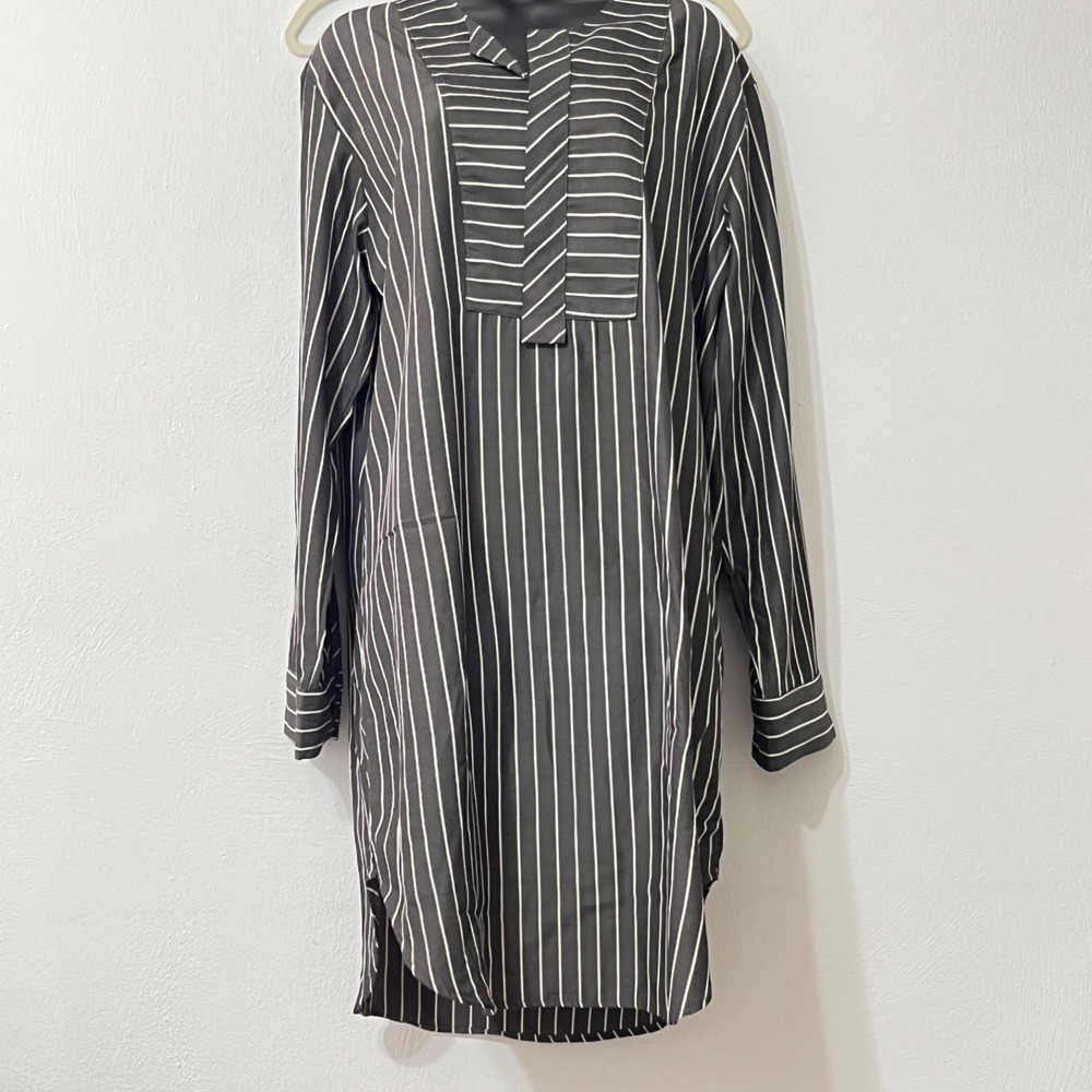 Y2K Shirt Dress XL Curvy Capsule Career Wear Casual-Chic Pinstripe Retro